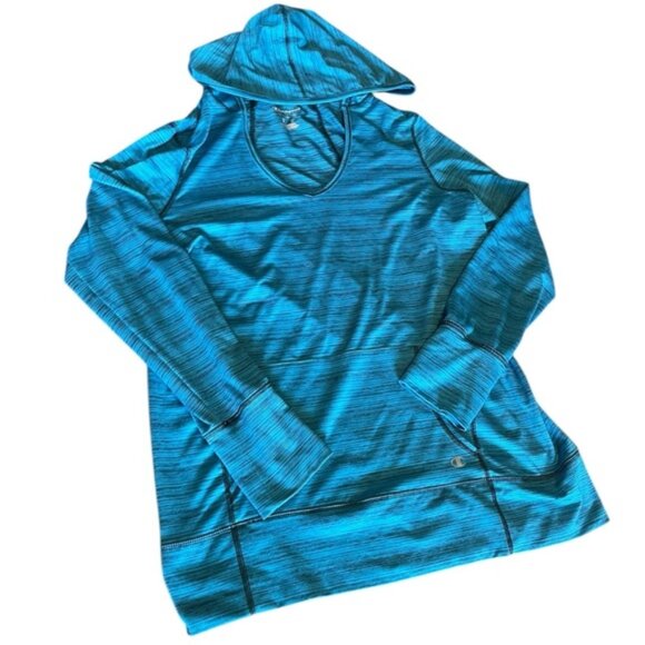 Champion Large Hoodie Long Sleeve Shirt Blue Stretchy Comfy Casual Workout Run L - Picture 1 of 9